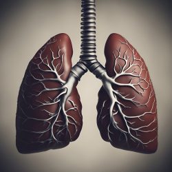 Human lungs with veins. 3D illustration. Vintage style toned.